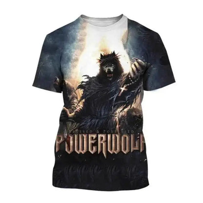 Powerwolf Metal Rock 3D Print T Shirt For Men And Women Hip Hop Style Oversized Short Sleeve Tee Streetwear Fashion