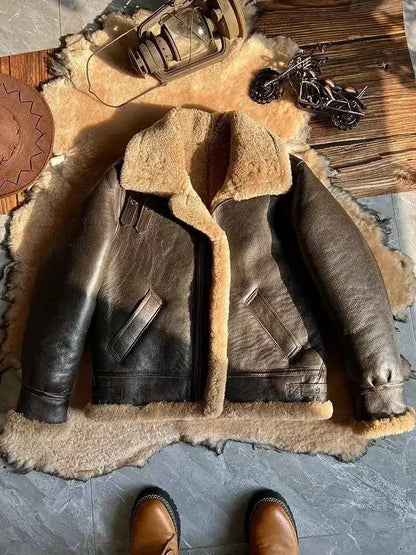 Men's Winter Coat Genuine Leather Natural Color By TeenStylo Premium Leather Jacket For Men
