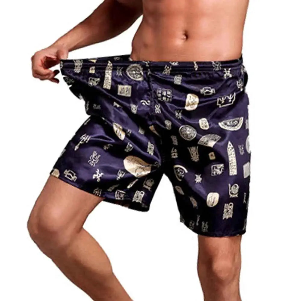 Mens Silk Satin Pajama Pants Sleep Bottoms Nightwear Homewear Random Color One Piece