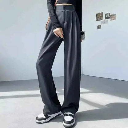 Women Wide Leg Straight Suit Pants For Office Wear Professional Trousers TeenStylo