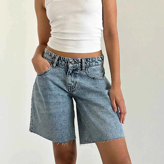 Women Y2K Carpenter Denim Shorts High Rise Baggy Wide Leg Jorts Prewashed Bermuda Vintage Cowgirl Jeans