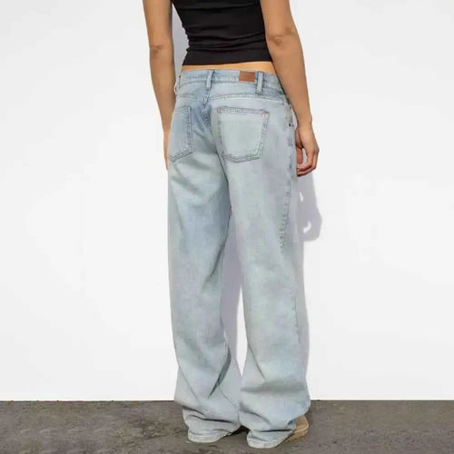 Slim Cut Jeans For Women High Waist Denim Pants With Pockets Stylish Wide Leg And Straight Leg