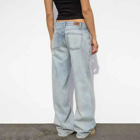 Slim Cut Jeans For Women High Waist Denim Pants With Pockets Stylish Wide Leg And Straight Leg