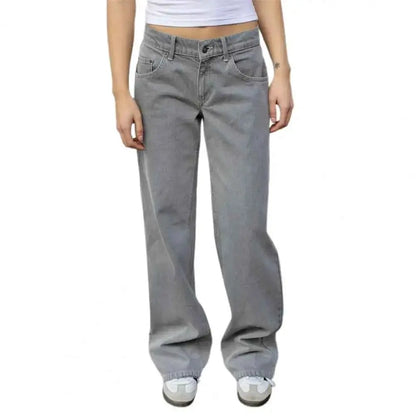 Slim Cut Jeans For Women High Waist Denim Pants With Pockets Stylish Wide Leg And Straight Leg
