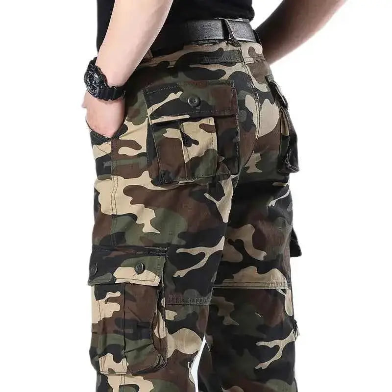 Men's Tactical Cargo Pants Camo Loose Fit Straight Leg Casual Sportswear Trousers
