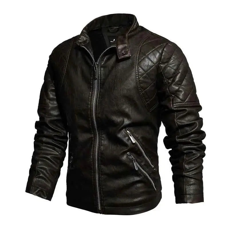 Winter Faux Leather Jacket For Men Vintage Biker Coat Windproof Outerwear Russia