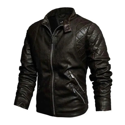 Winter Faux Leather Jacket For Men Vintage Biker Coat Windproof Outerwear Russia