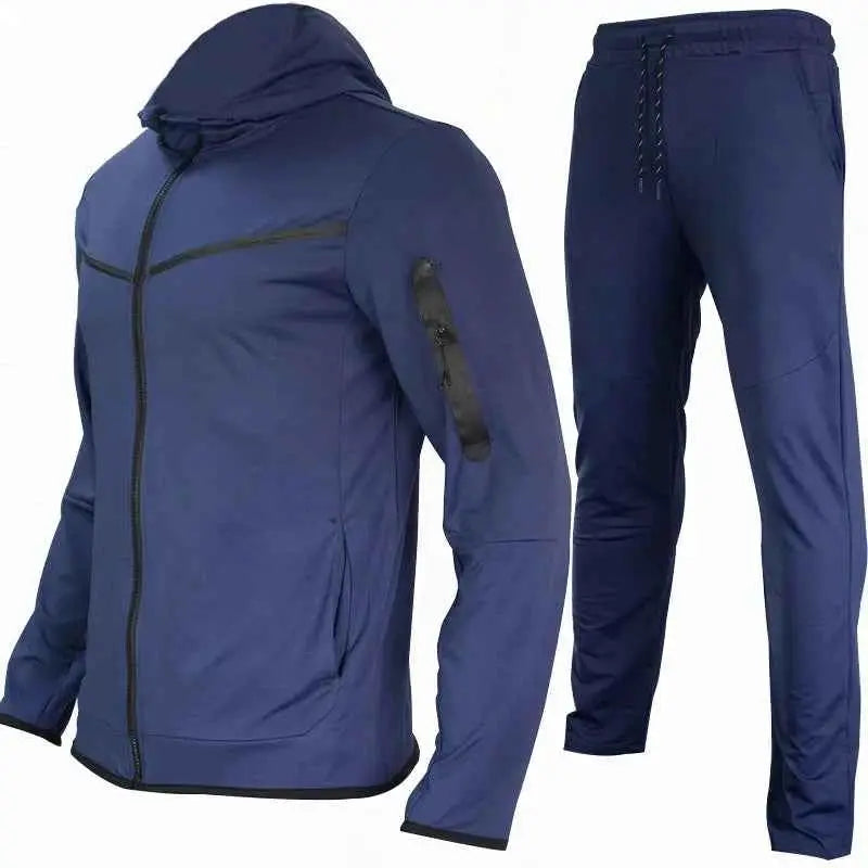 2024 Men Tracksuit 2 Piece Set Black Sportswear Jogging Suit Techwear Polyester Designer Style New Brand