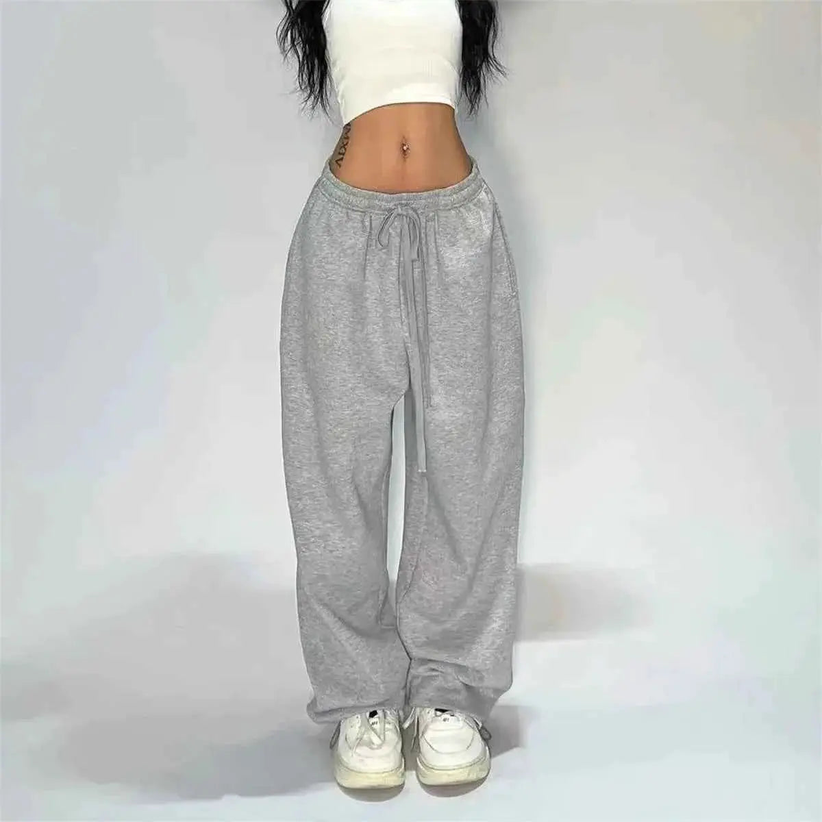 Solid Loose Sweatpants For Women Wide Leg Y2K American Retro Hip Hop Joggers Baggy Trousers Streetwear