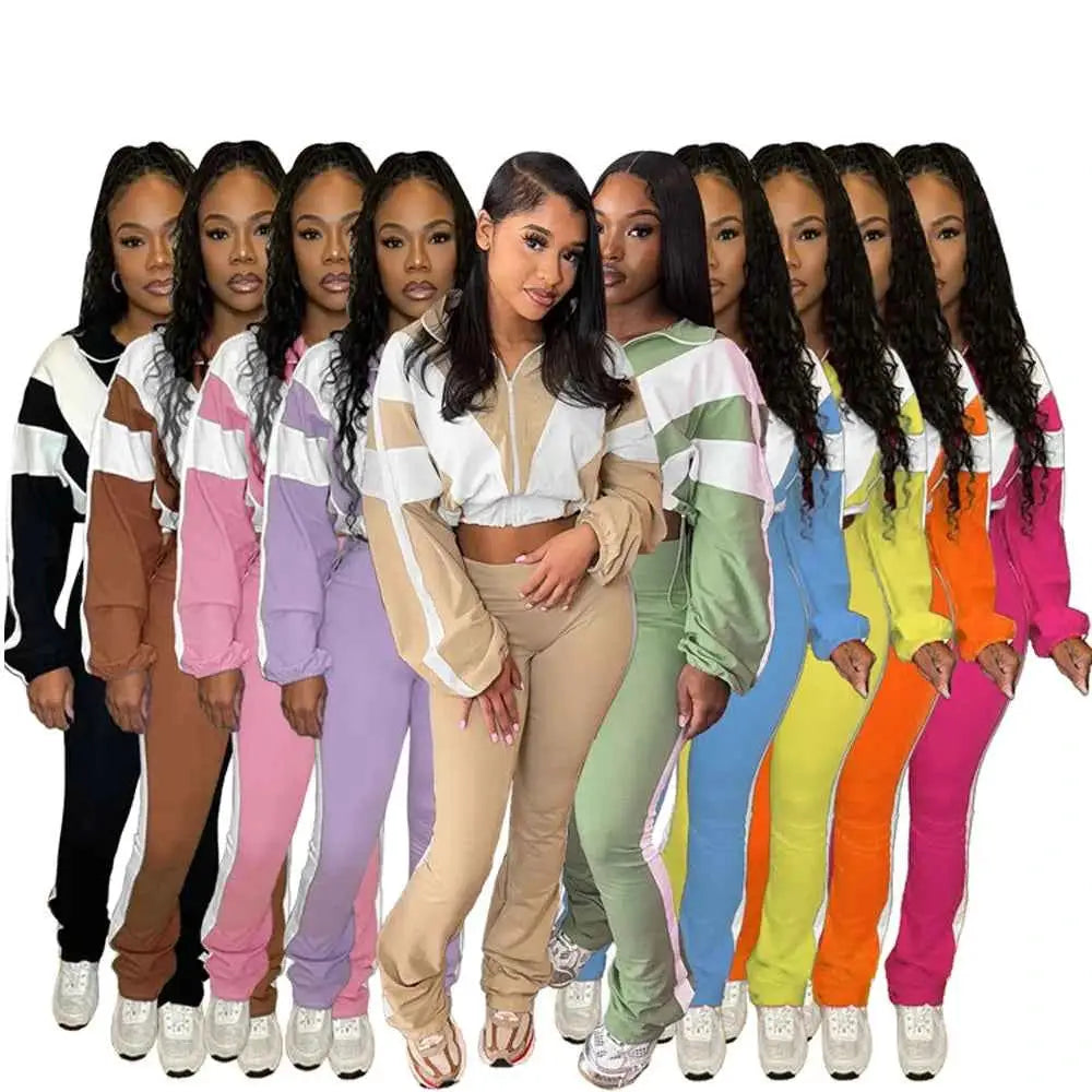 Spring 2025 Women's Two Piece Jogger Set Tracksuit Outwear Lounge Wear Sets For Everyday Activewear