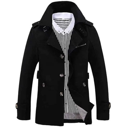 Men's Pure Cotton Windbreaker Long Jacket For Business Casual Streetwear 2025 Spring Summer Autumn Winter