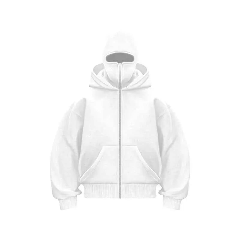 Vintage Hooded Mask Hoodie For Men And Women Harajuku Hip Hop Rock Gothic Fashion Loose Fit Zip Sweatshirt