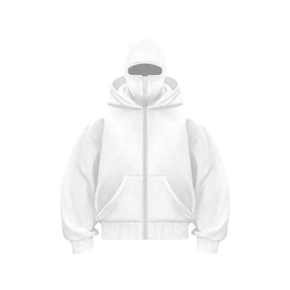 Vintage Hooded Mask Hoodie For Men And Women Harajuku Hip Hop Rock Gothic Fashion Loose Fit Zip Sweatshirt