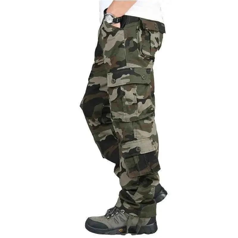 Mens Tactical Cargo Pants Cotton Outdoor Work Trousers Camouflage Hiking Pants Big Size