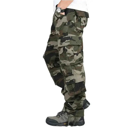 Mens Tactical Cargo Pants Cotton Outdoor Work Trousers Camouflage Hiking Pants Big Size