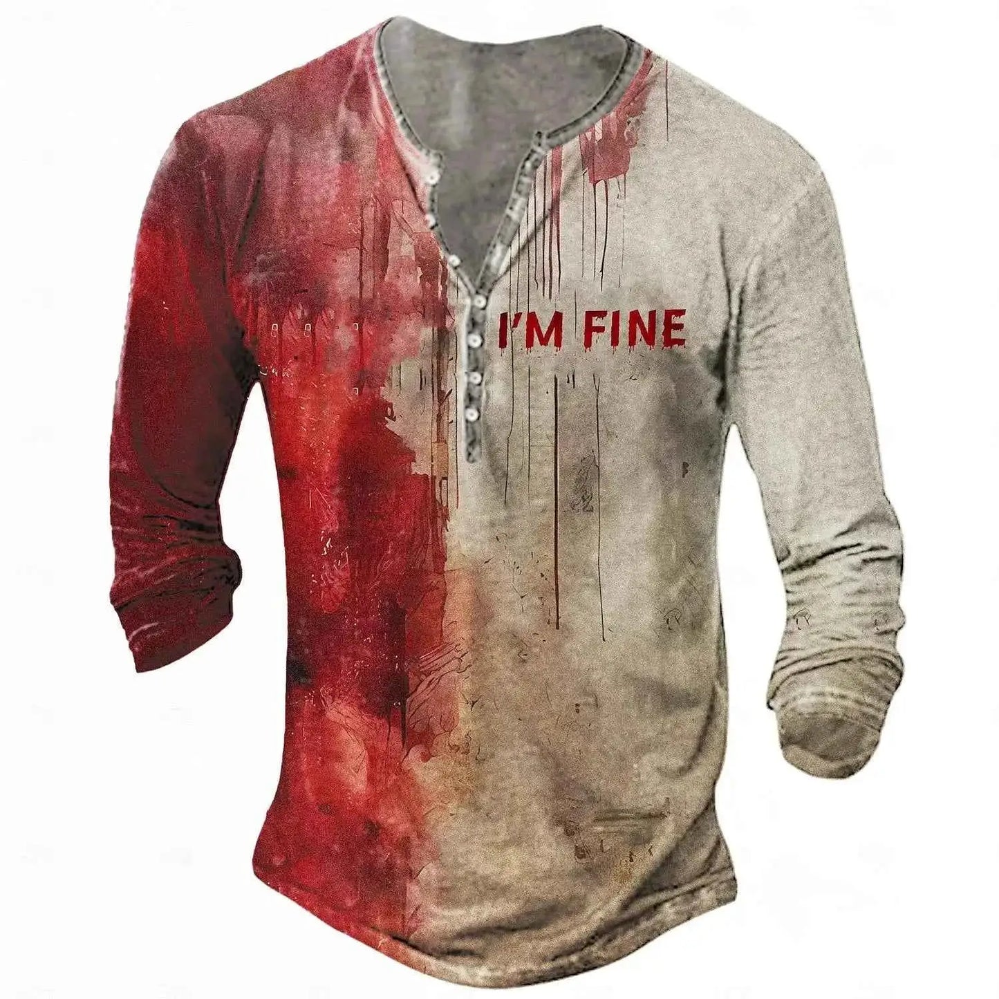 Vintage Mens Long Sleeve T Shirt Graphic Tee 3D Print Oversized Fall Casual Wear
