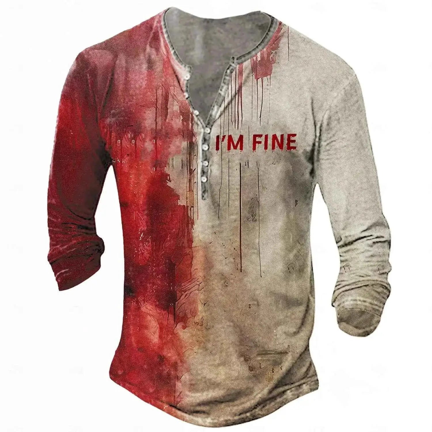 Vintage Mens Long Sleeve T Shirt Graphic Tee 3D Print Oversized Fall Casual Wear