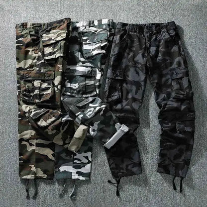 Men's Tactical Cargo Pants Camo Loose Fit Straight Leg Casual Sportswear Trousers