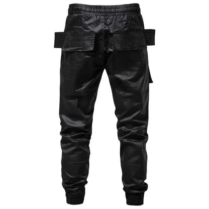 Punk Pants Black Techwear Cargo Joggers For Men With Multi Pockets Harajuku Hip Hop Streetwear Trousers