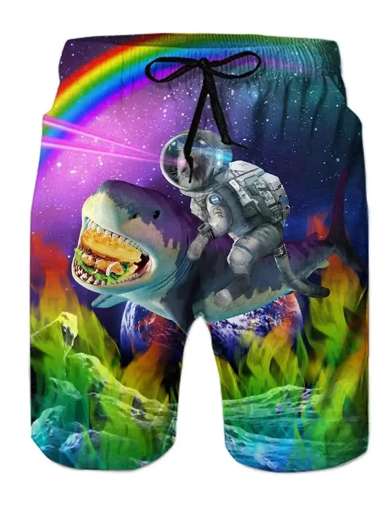 Funny Animal Dinosaur Beach Shorts For Men 3D Printed Surf Board Shorts Summer Hawaii Swim Trunks