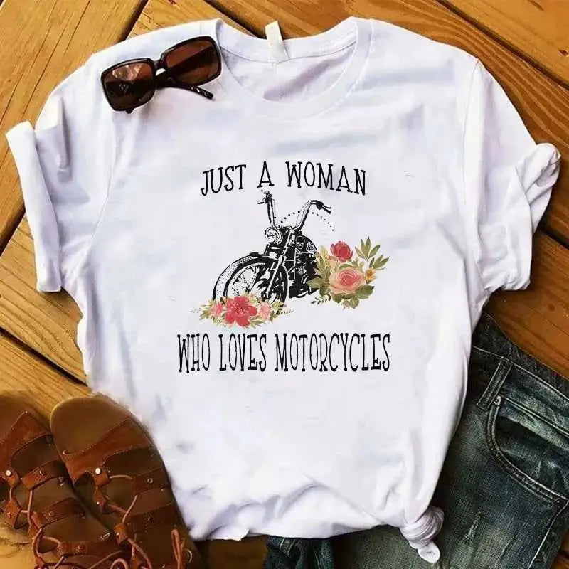 Womens Motorcycle Lover Graphic Tee Shirt For Women Fashion T Shirt Femme Top Clothing