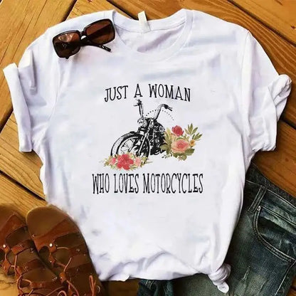 Womens Motorcycle Lover Graphic Tee Shirt For Women Fashion T Shirt Femme Top Clothing