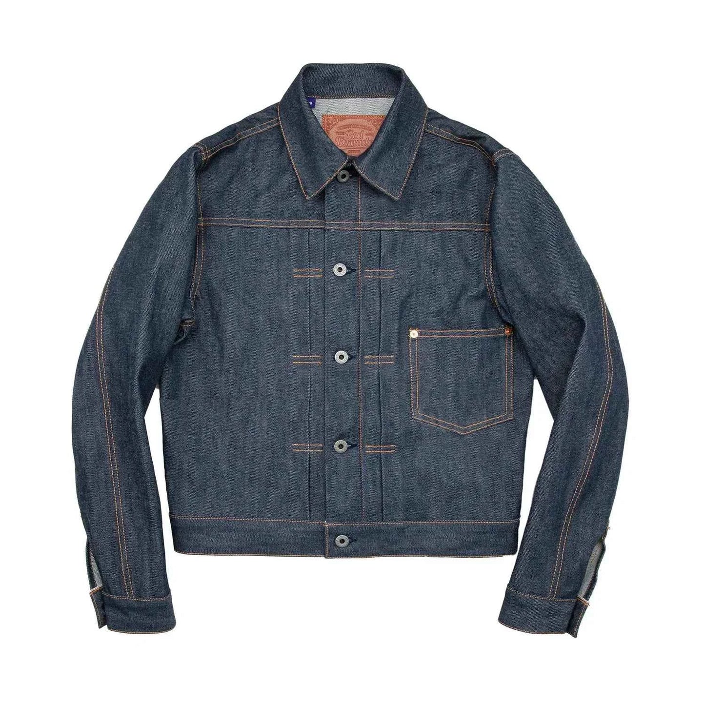 Red Tornado 506XX Type 1 Selvedge Denim Jean Jacket 14 Oz 100 Percent Cotton Hip Length Cinch Back Leather Neck Patch