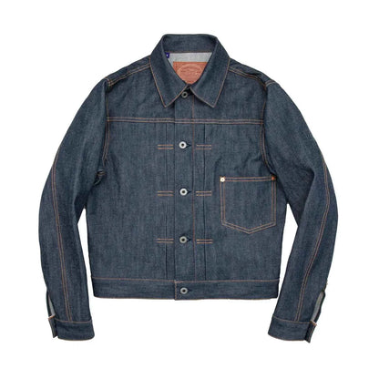 Red Tornado 506XX Type 1 Selvedge Denim Jean Jacket 14 Oz 100 Percent Cotton Hip Length Cinch Back Leather Neck Patch