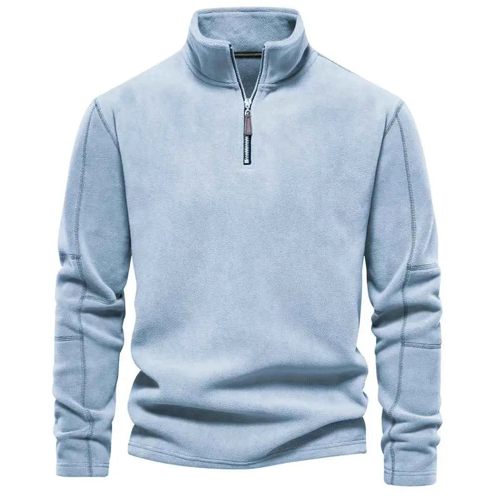 Mens Thick Warm Fleece Jacket Zipper Neck Stand Collar Soft Shell Sweatshirt Coat