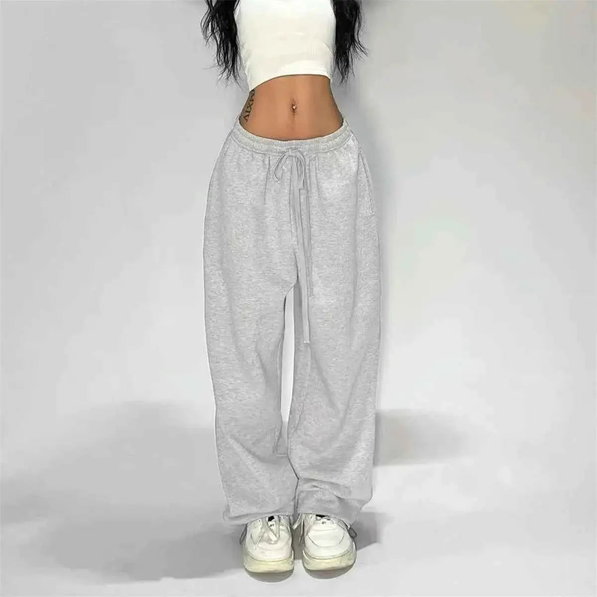 Solid Loose Sweatpants For Women Wide Leg Y2K American Retro Hip Hop Joggers Baggy Trousers Streetwear