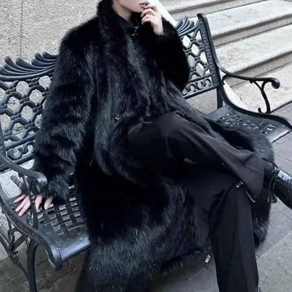 Mens Faux Fur Warm Coat Winter Jacket Plush Lined Thickened Premium Outerwear TeenStylo