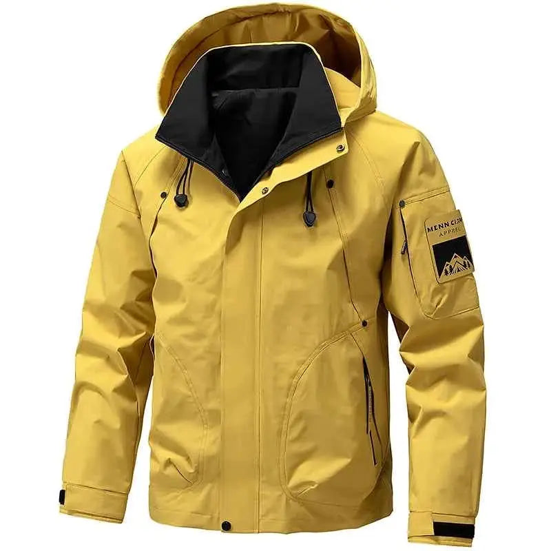 Waterproof Softshell Jacket For Men Hooded Zip Up Windbreaker Outdoor Coat Lightweight For Hiking And Camping