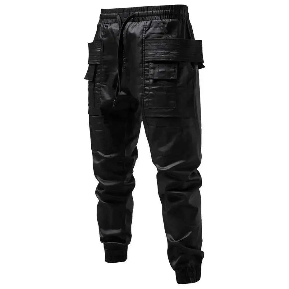Punk Pants Black Techwear Cargo Joggers For Men With Multi Pockets Harajuku Hip Hop Streetwear Trousers