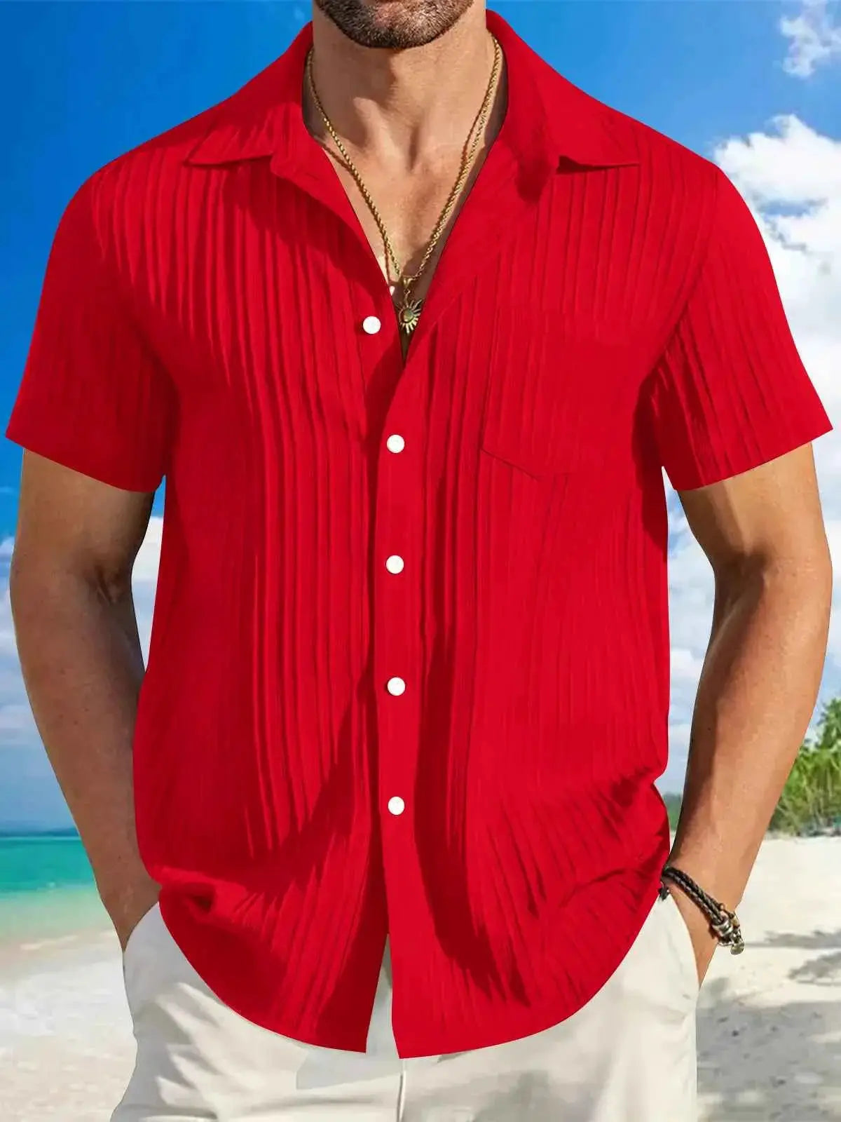 Mens Short Sleeve Plain Shirt Comfortable Everyday Top For Men Lightweight Breathable