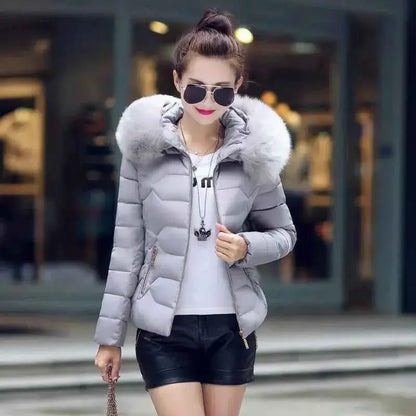 TeenStylo Artificial Raccoon Fur Collar Winter Jacket For Women Teens Warm Cozy Outerwear