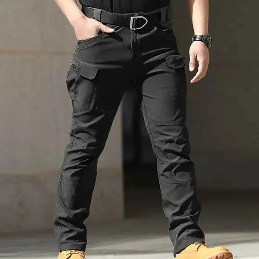 Men Cargo Pants Waterproof Multi Pocket Solid Color Trousers For Fall Casual Jogger Sweatpants
