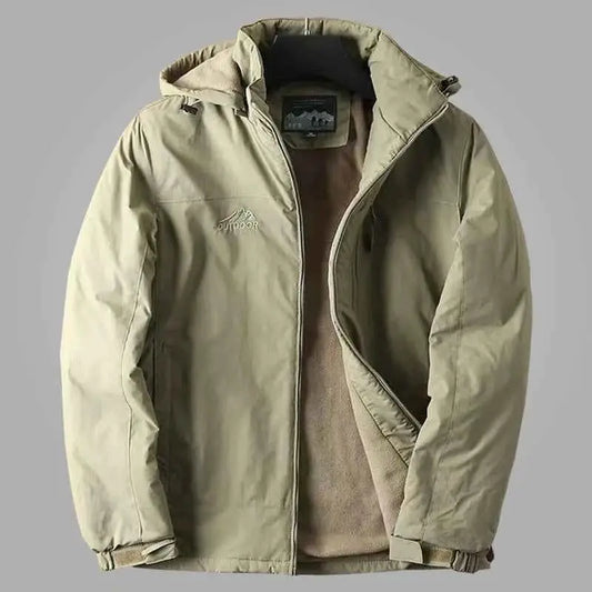 Waterproof Fleece Lined Hooded Jacket for Outdoor Hiking and Trekking Windbreaker Coat for Spring and Autumn