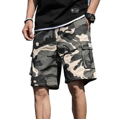 Men's Camouflage Cargo Shorts With Drawstring And Multi Pockets For Casual Outdoor Fashion In Multiple Colors