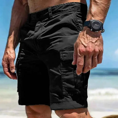 Casual Loose Cargo Shorts For Men 2025 Summer Trend Multi Pocket Patchwork Straight Fit Solid Color