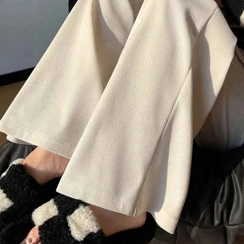 Corduroy High Waist Wide Leg Pants for Women Autumn Winter Casual Trousers Straight Leg New