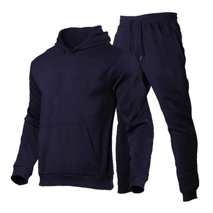Mens Tracksuit Hooded Pullover And Sweatpants 2 Piece Sports Set Fleece Jogger Casual Streetwear