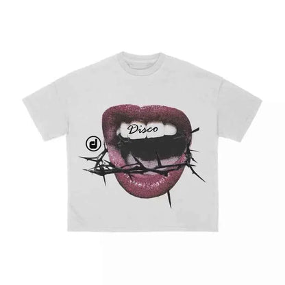 Cotton T Shirt Aesthetics Graphic Print Oversized Hip Hop Tee Rock Gothic Streetwear Short Sleeve Punk Retro Emo
