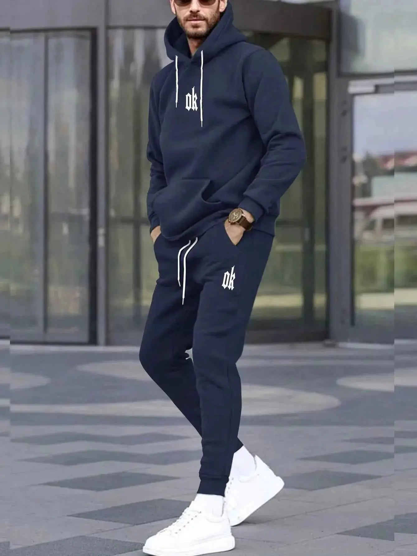 Autumn Winter Hooded Tracksuit Set For Men And Women With Drawstring Pullover Comfortable Casual Fashion Daily Wear