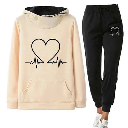 Womens Tracksuit Two Piece Set Winter Warm Hoodies And Pants Sweatshirts Jogging Outfit Sportswear