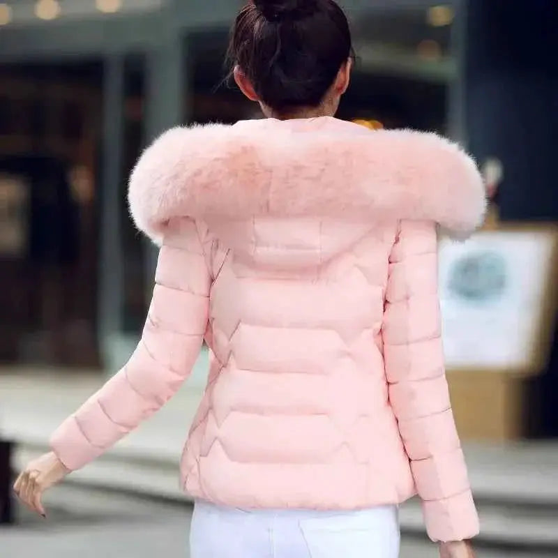 TeenStylo Artificial Raccoon Fur Collar Winter Jacket For Women Teens Warm Cozy Outerwear