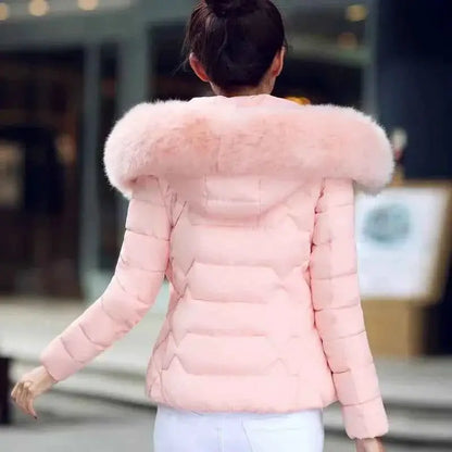 TeenStylo Artificial Raccoon Fur Collar Winter Jacket For Women Teens Warm Cozy Outerwear