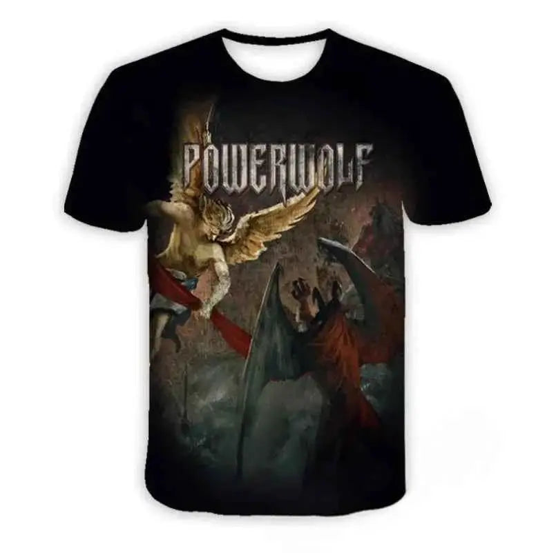 Powerwolf Metal Rock 3D Print T Shirt For Men And Women Hip Hop Style Oversized Short Sleeve Tee Streetwear Fashion