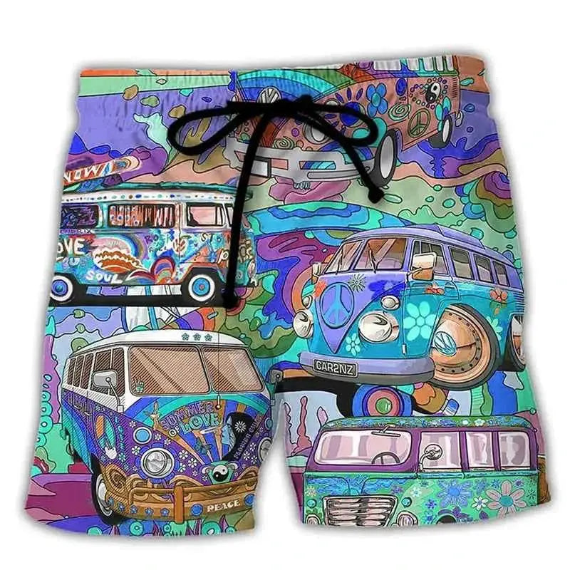Colorful Graffiti 3D Printed Surfing Board Shorts For Men And Boys Cool Summer Beach Swim Trunks Street Style Hip Hop