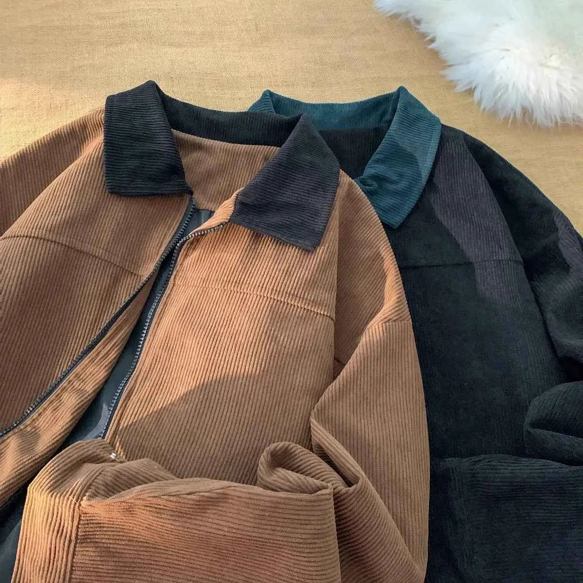 Retro 2025 Autumn Corduroy Bomber Jacket For Men Oversized Patchwork Casual Jacket 5XL