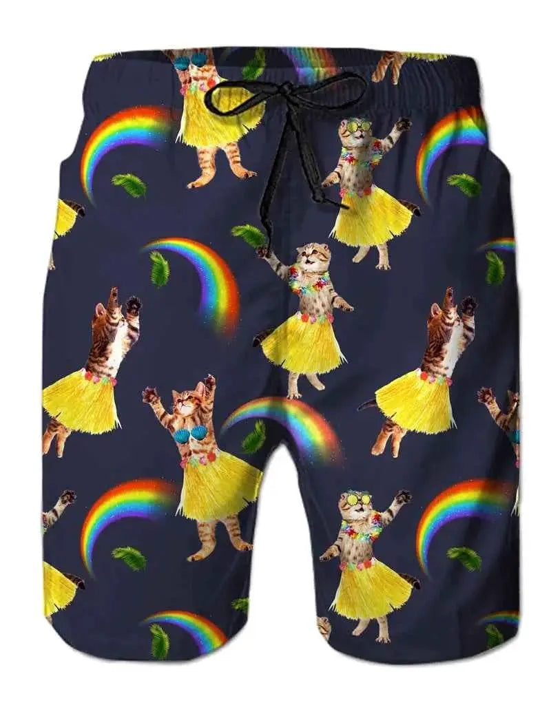 Funny Animal Dinosaur Beach Shorts For Men 3D Printed Surf Board Shorts Summer Hawaii Swim Trunks